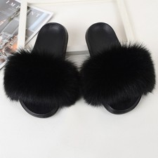dkny fur slides