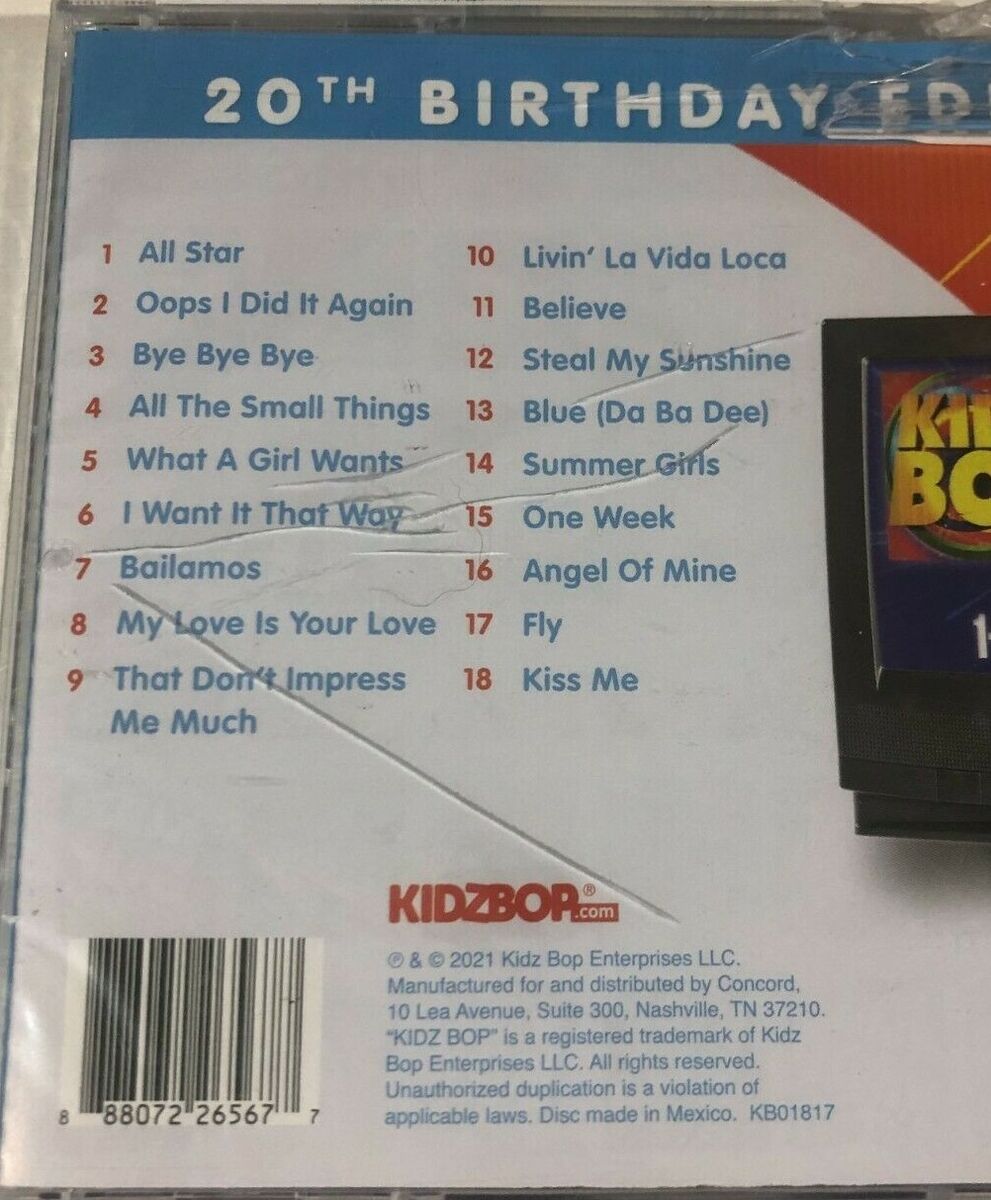 KIDZ BOP 1 (20th Birthday Edition) by Kidz Bop Kids - CD - NEW KIDZ BOP 1 (20th Birthday Edition) by Kidz Bop Kids - CD - NEW