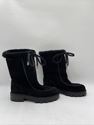 JIMMY CHOO ブラックファーブーツ JIMMY CHOO ファー付きブラックブーティ
