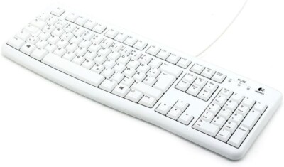 LOGITECH K120 Tastatur Keyboard USB Kabel Deutsch QWERTZ Windows Weiß