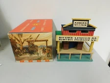 Hausser Elastolin 70mm Western Silver Mining  Wood late 1950s Boxed RARE Lot 1