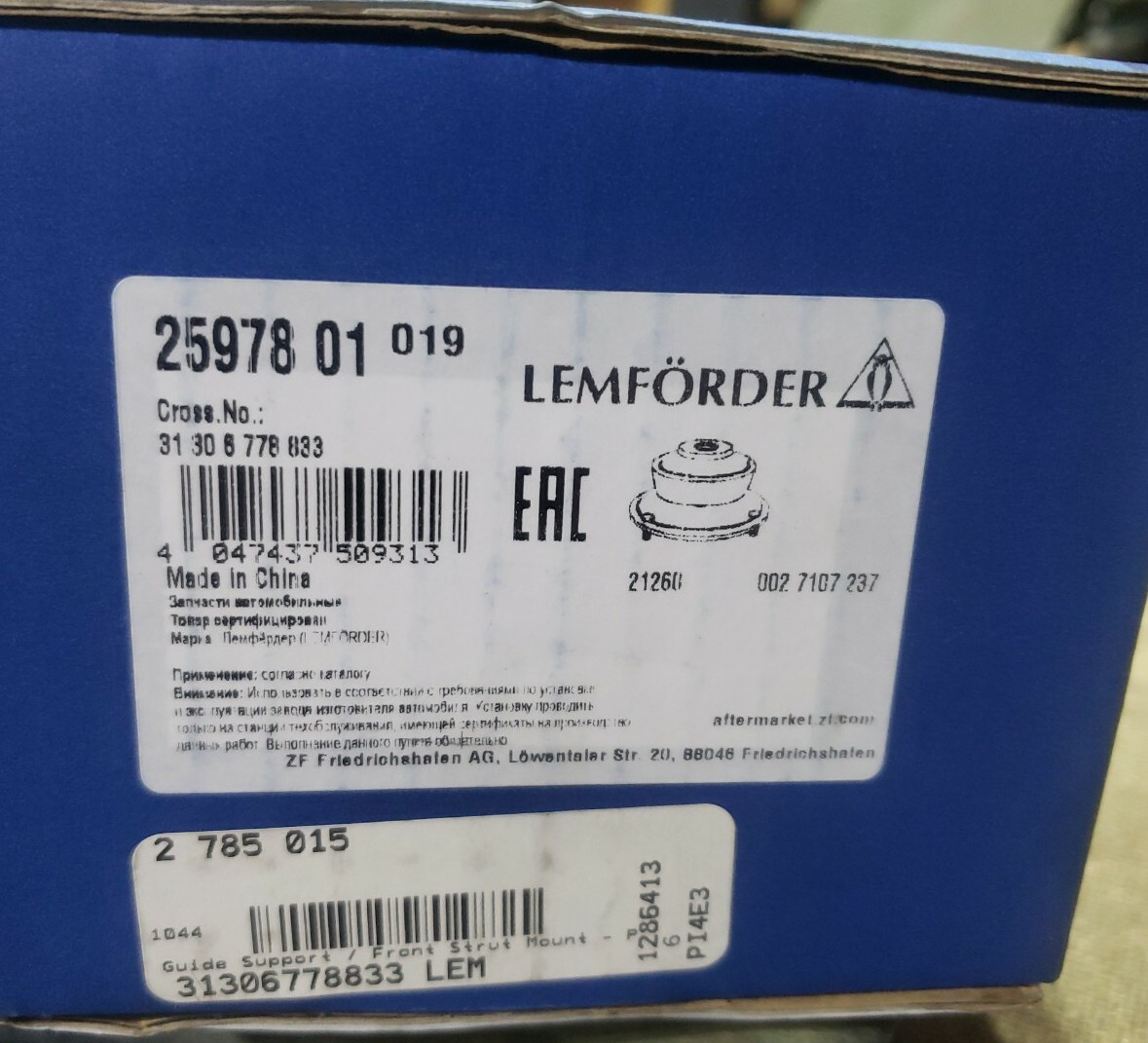 Lemforder Front Upper Strut Mounts 02 - 08 Mini Cooper 2597801 | eBay