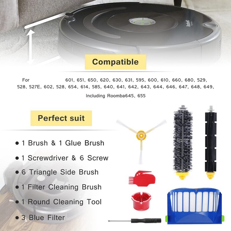 Ersatzteile-Set Für T10 PLUS Roboterstaubsauger – Hauptbürste, Seitenbürsten, HEPA-Filter & Wischtücher