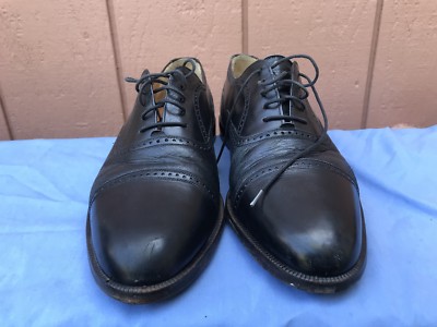 Mezlan Florence Black Leather Semi-Brogue Cap Toe Men display picture 1