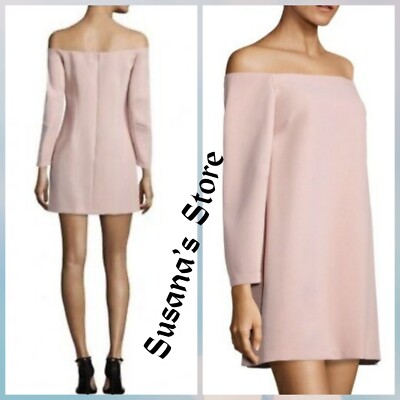 NWT BCBG MAXAZRIA SIZE L Yesenia Tearose Off Shoulder Long Sleeve Mini Dress