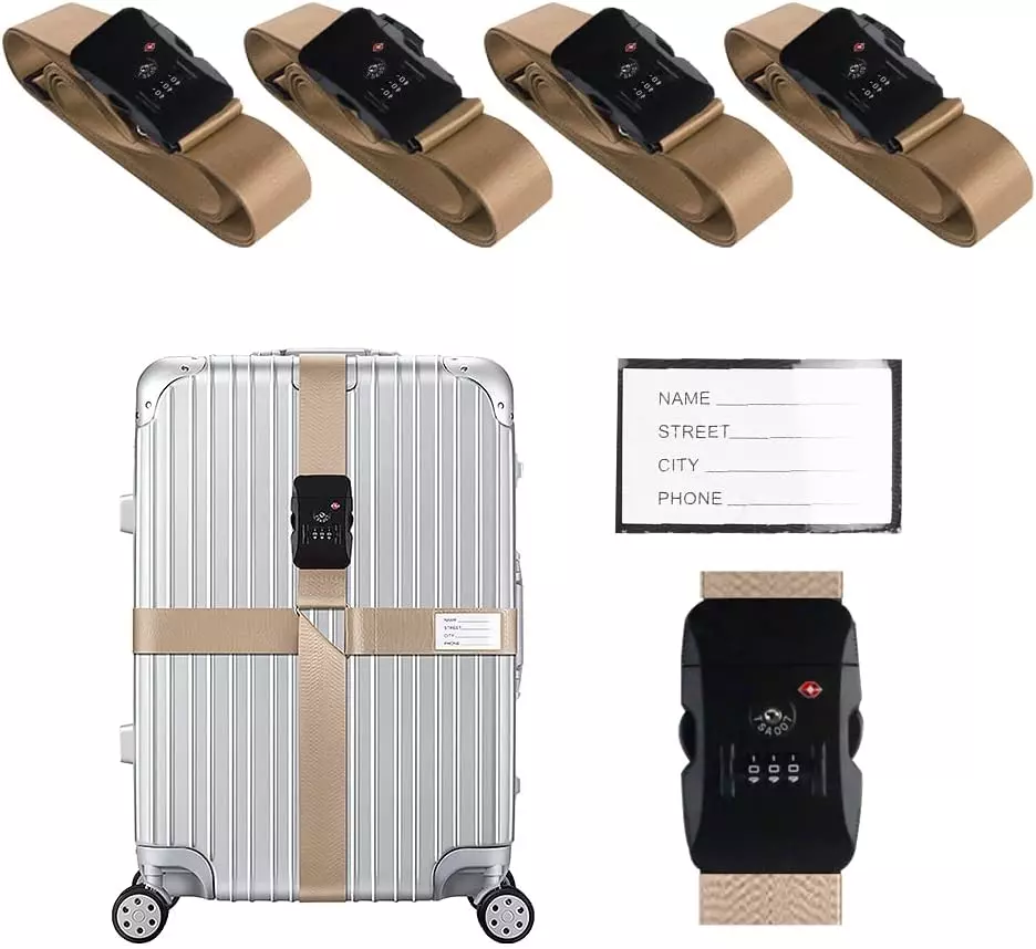 Cross Luggage Straps Set TSA Approved with Lock Adjustable Travel Suitcase  Belts