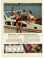 1941 A&P Coffee Young people enjoying cup on yacht Vintage Print Ad