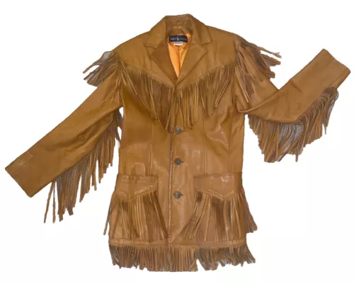 Ralph Lauren Leather Fringe Western Jacket Coat Women’s Sz 8 Authentic VTG RARE