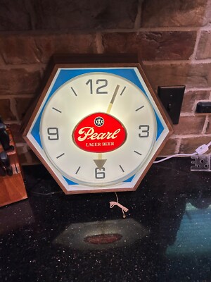 Vintage Pearl Beer Sign Light UP Clock | eBay