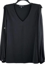 Inc International Concepts Womens Black Cold Shoulder Long Sleeve Top Size Med