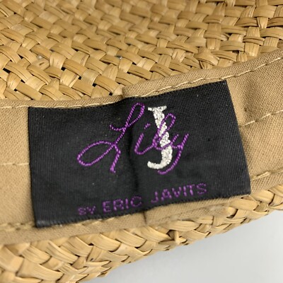 Vtg Lily J x Eric Javits Kettle Brim Straw Hat w/ Yellow Floral Accent  7-1/8 Eric Javits Lily J Woven Straw Hat Sun Beach Round Kettle  main image 3