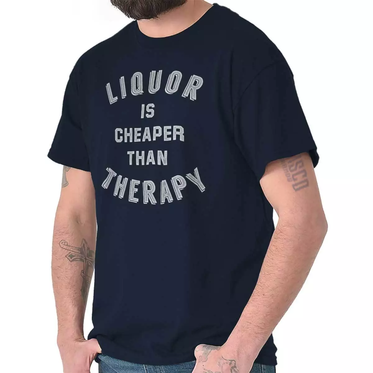 Liquor Cheaper Than Therapy Funny Drinking Womens or Mens Crewneck