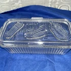 Vintage  Federal Glass Refrigerator Dish Box Embossed Vegetable W/ Lid Perfect