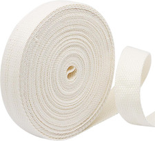 1 Inch 12 Yards Cotton Webbing Straps, Natural Polyester Weave Webbing, for Ba