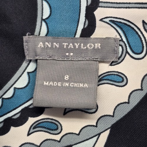 Ann Taylor Damen aquagrün & schwarz Paisley Langarm tailliert Bluse Größe 8 - Bild 15 von 21