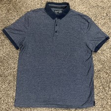 CALVIN KLEIN MEN'S LIQUID TOUCH POLO SHIRT HEATHER NAVY COLOR SIZE LARGE