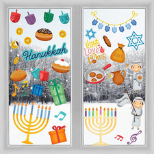 Large Hanukkah Window Clings Decals, Chanukah Theme Clings Decorations 96 Hanuk