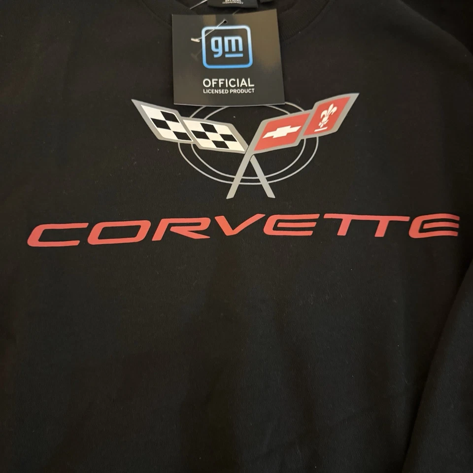 全新带标签 全新 雪佛兰 复古 Corvette 图形运动衫 中号 黑色 GM Merch — 第 2/4 张图片