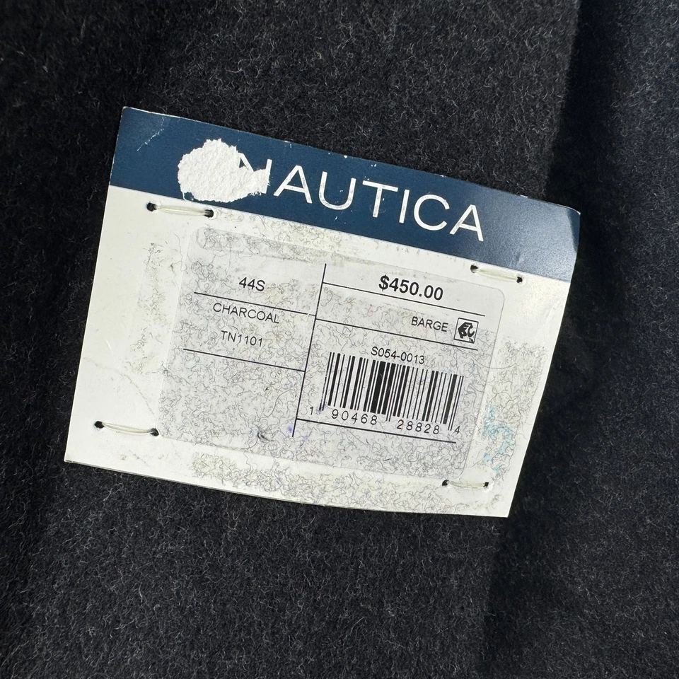 Abrigo liso gris carbón 44S Nautica para hombre lana cachemir barcaza calce clásico Foto 3 de 4