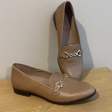 Naturalizer Gala Loafer Shoes Camel Leather Gold Chain Slip On Sz 11 m