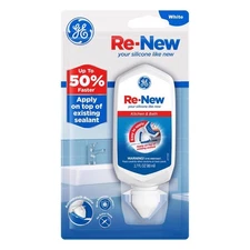 GE Re-New White Silicone Kitchen and Bath Caulk Sealant 2.7 oz (Pack of 6)