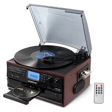  10 in 1 Bluetooth in/Out Record Player 3 Speed Vinyl Vintage Turntable CD 