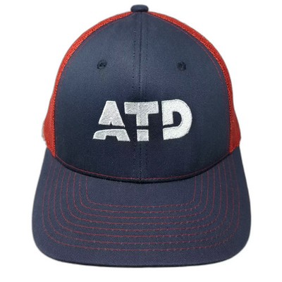NV Caps Trucker Hat Blue Red ATD Embroidered Logo Adjustable OS Hat Mesh Back