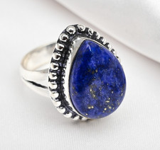 Lapis Lazuli Gemstone Handmade 925 Sterling Silver Jewelry Ring Gift For Sister