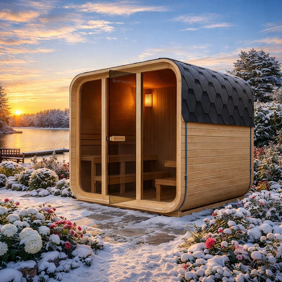 Outdoor Cubesauna Gartensauna Außensauna Saunakabine KOMPLETT SET Sauna Ofen 6 P - Bild 1 von 4