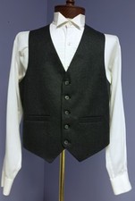 Vintage 60's Gray Pinstripe Full Back Wool Pocketed Vest Size 40