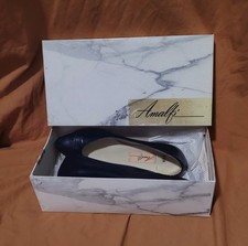 VTG Amalfi DEB Pump 1.5 Block Heels by Rangoni Size 7B Black Leather Italy