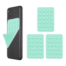 3Pcs Silicone Suction Phone Case Mount, Sticky Grip Holder, Lake Green