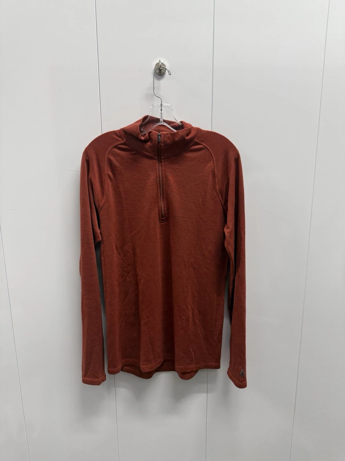 Smartwool Sweater Men Medium Rust Merino Baselayer Zip Mock Neck Run Ski Hike