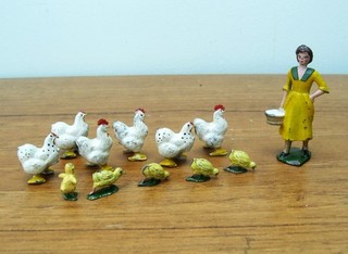 Britains Farm lead Britains Milkmaid feeding Hens and Chicks