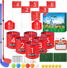 Golf Bucket Game, Backyard Golf Game for Golf Enthusiast- Portable 6 Holes Golf