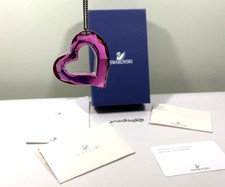 Swarovski Fuchsia Pink Crystal Heart Pendant Necklace Genuine Box Receipt C.O.A.