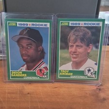 SCORE 1989 Rookie Deion Sanders #246 Falcons & Troy Aikman #270 Cowboys Lot