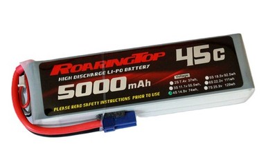 RoaringTop LiPo Battery Pack 45C 5000mAh 4S 14.8V with EC5 Plug