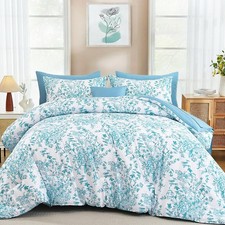 Wongs Bedding King Size Comforter Set 8 Pieces Aqua Floral Bed In A Bag