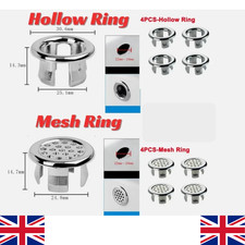 4Pcs Bathroom Basin Sink Overflow Ring Chrome Hole Cover Cap Inserts Round