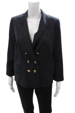 Club Monaco Women Dark Blue Wool Blend Blazer Button Size 6