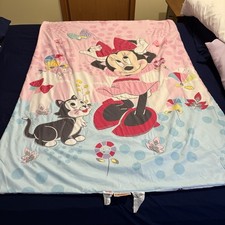 Disney Baby Minnie Mouse Pink  White Reversible Toddler Comforter Blanket 56x42