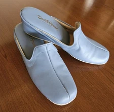 Vintage 50's Daniel Green Leather Blue Mule Slippers Sz 6 - Good Condition 