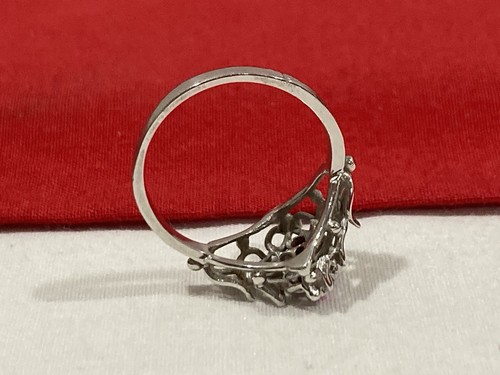 Vintage 10k P.C. Solid White Gold Multi Stone Filigree Cocktail Ring SIZE 7 - Picture 10 of 17