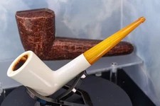 Cleaned- block Vienna  Meerschaum Smooth billiard Chimney (with Case) pipe