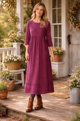 April Cornell NWT Brianna Maxi Dress Lace Embroidered Cottagecore Prairie 1X