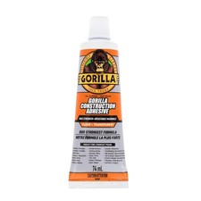 Gorilla Max Strength Construction Adhesive, Clear Glue, 2.5 Ounce Squeeze Tube 