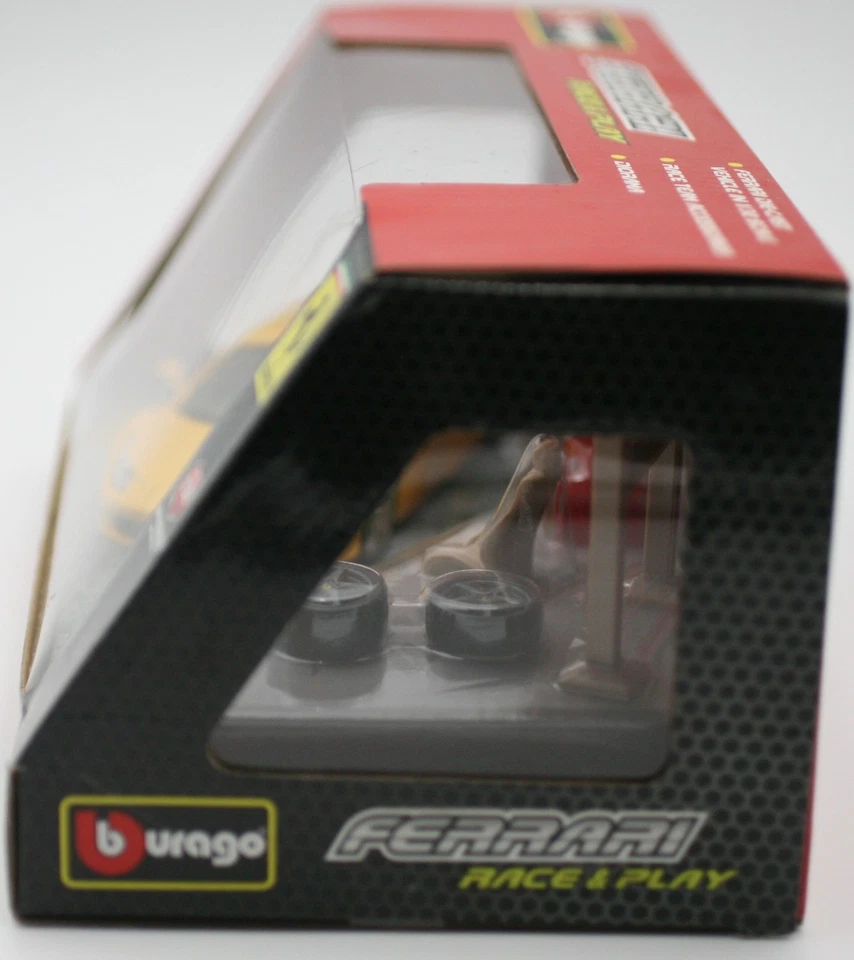 Bburago Race & Play Ferrari 458 Italia Gialla 1:32 Scala Die-Cast Model Auto - Immagine 4 di 4