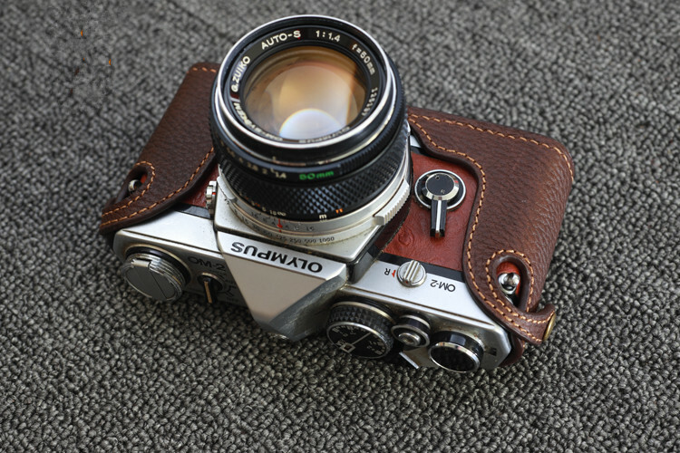 NEW Handmade Genuine Leather Half Case Cover For Olympus OM1 OM2