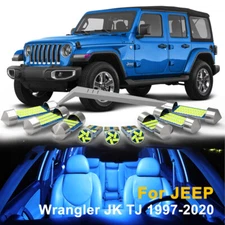 8x Blue Interior LED Light Bulbs Package Kit for JEEP WRANGLER JK TJ 1997-2020